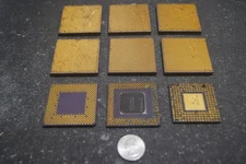 ( 9 ) HIGH YIELD PURPLE CERAMIC CPUS WITH PINS SCRAP GOLD RECOVERY FAST SHIPPING