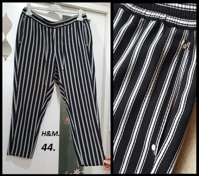 Pantalon 3/4 fluide ,rayé noir et blanc H&M T: 44 - Photo 1/4