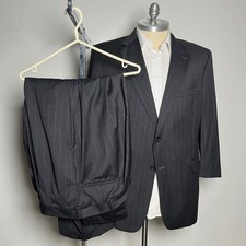 Jos. A. Bank Suit Mens 48R W46 Charcoal Pinstripe Signature Collection Wool