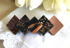 Vintage Faux Tortoiseshell Hair Barrette 5 Squares Multicolor Made in France