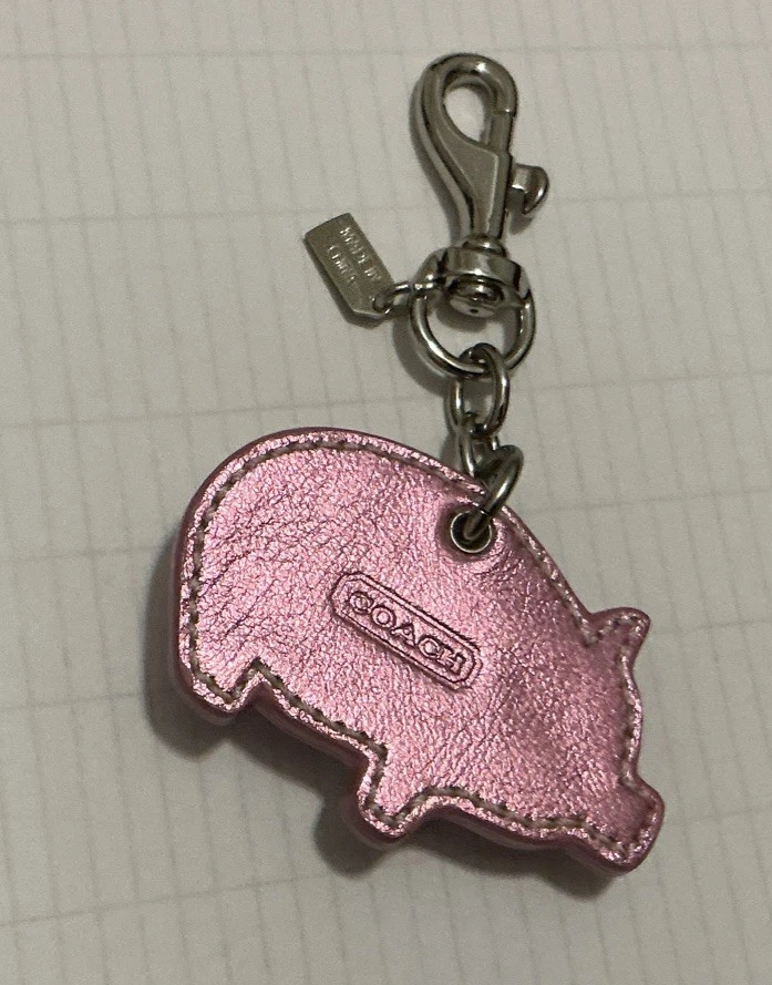 Coach Jeweled Pink Pig Bag Charm Key Fob Key Chain - Image 4 of 4