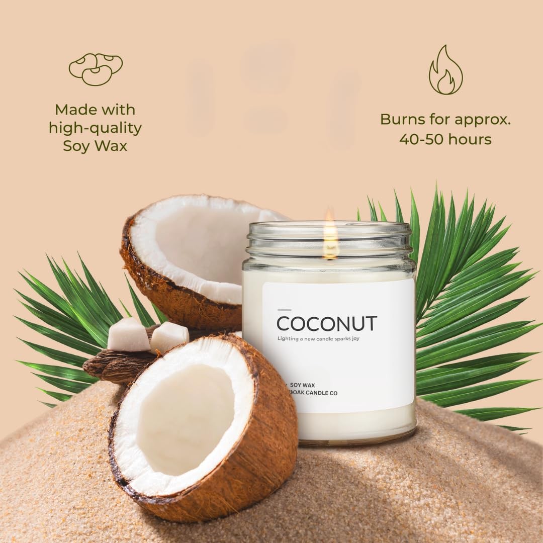 1OAK Coconut Candle - Soy Wax Scented Clear Jar (7oz), (7oz)