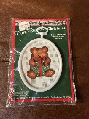 Dale Burdett - Cross Stitch Kit - Bear Hugging Present Christmas Picture-  1988