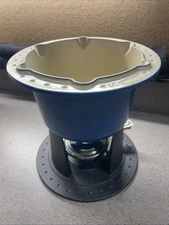 LeCreuset Table Top Compact Fondue Set Blue Cast Iron