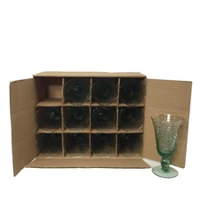 12 MIKASA Studio Nova Holiday Cheer Footed Water Goblet Christmas Tree Green NEW