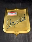 Vintage Atlantic Imperial Pressed-Metal Embossed Pump Plate Sign 1950s Era