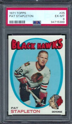 1971 Topps Hockey # 25 Pat Stapleton Chicago Black Hawks EX MT PSA 6 | eBay