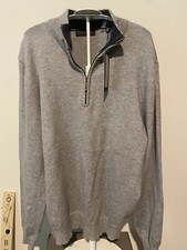 Elie Tahari Sweater Men Med. Gray Heather 1/4 Zip Pullover Adult NWT