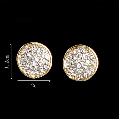 Gold Plated Necklace Double Pendant Crystal Earrings Womens Fashion Jewelry Set - Picture 4 of 6