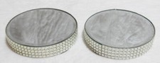 HOBBY LOBBY ROUND MIRROR RHINESTONE LED CANDLE PLATE - LOT OF TWO (2)