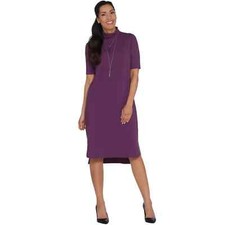H by Halston Essentials Purple Short Sleeve Turtleneck Midi Dress SZ XXS