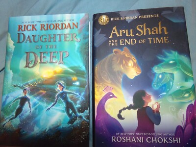 2 FIRST EDITIONS Rick Riordan DAUGHTER OF DEEP Aru Shah END OF