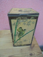 31887 Blechdose Spatzen 28cm 1900 gepr&auml;gt Jugendstil Reklame China Stil tin