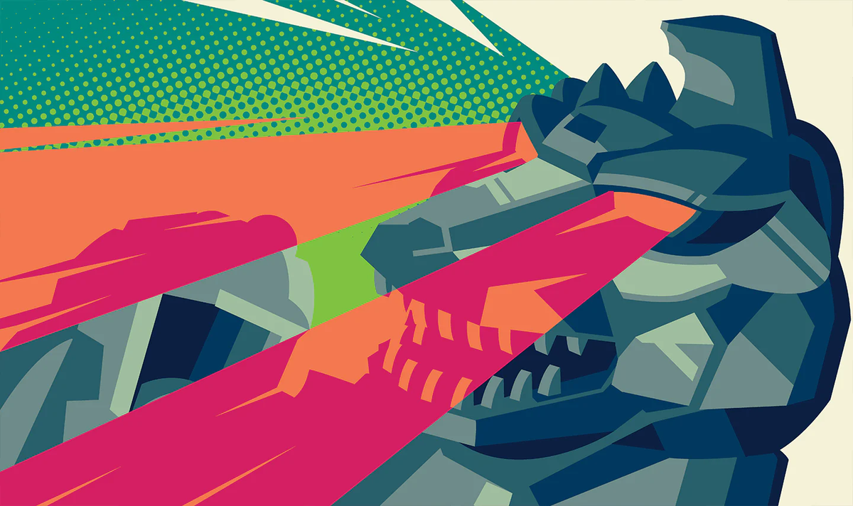 Godzilla vs. Mechagodzilla II Variant MONDO Poster by Tom Whalen