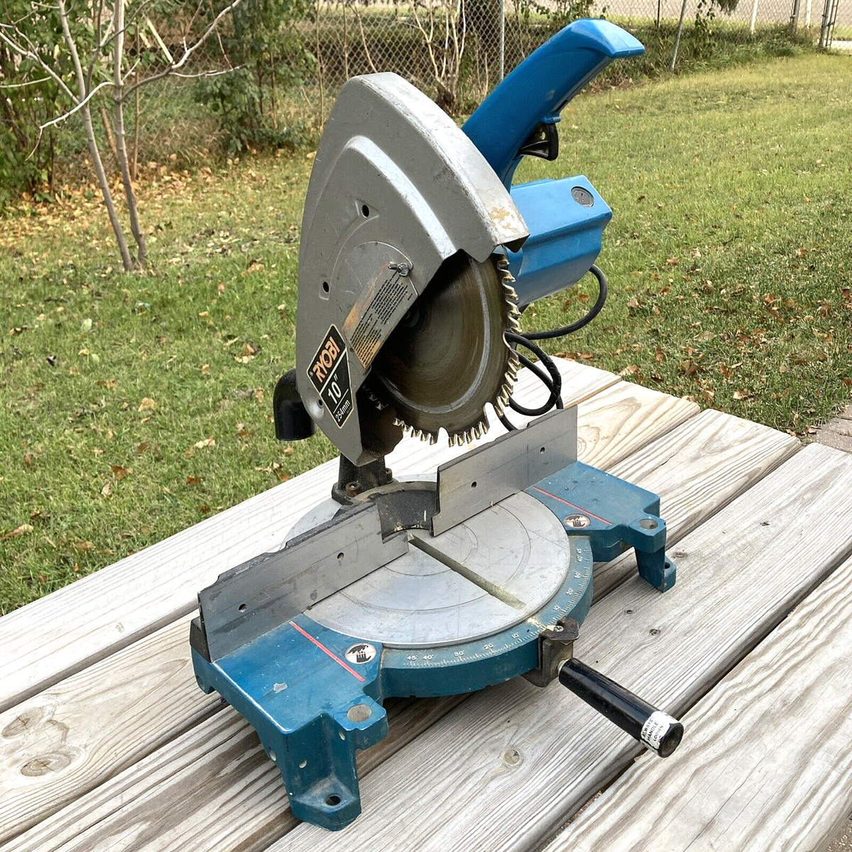 Ryobi Miter Saw 10 Inch Blade Double Insulated Chop Saw Blue