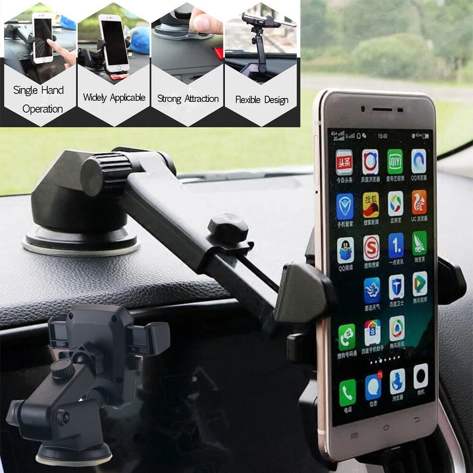Car Phone Mount 360° Universal Car Phone Holder Stand Windshield Dashboard Lot - Image 4 of 4