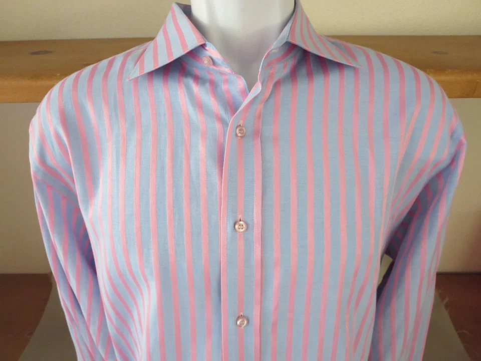 Nueva Camisa de Vestir Roar Para Hombre Con Botones Manga Larga Rosa Azul Talla Extra Grande Foto 4 de 4