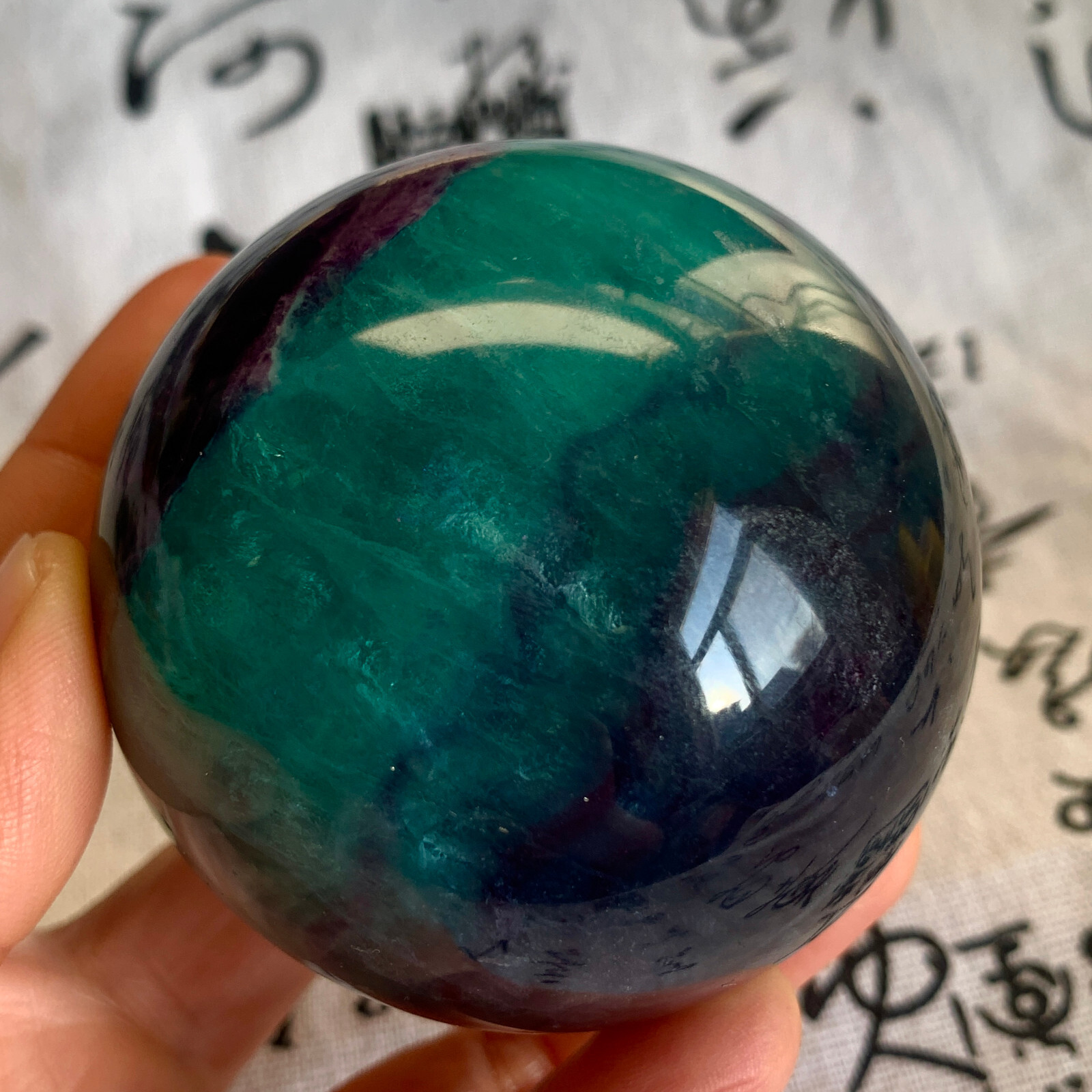 Natural fluorite quartz crystal healing ball 617g for energy balance