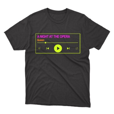 Queen - A Night At The Opera Black T-Shirt (Neon / Fluo Colors) - NOW PLAYING