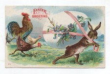 vintage-easter-early-1900s-postcard-no-postmark-chicken-and-rabbets-very-good