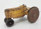 Vintage Large Marx Tin Lithograph Toy Tractor Yellow