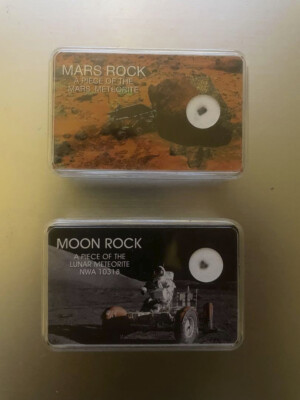 [RARE, CERTIFIED] Real Mars Rock (Shergottie) & Moon Rock Set, 7mg each Unused