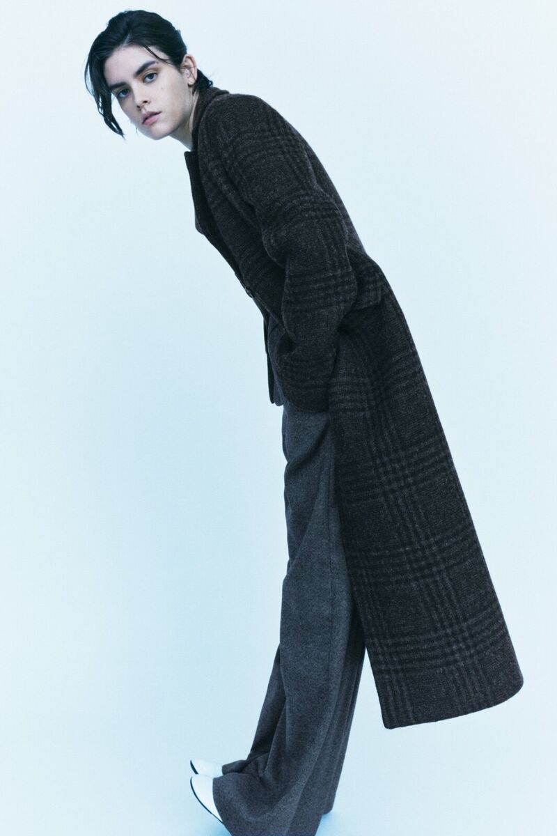 NWT ZARA ZW Collection Tailored Plaid Manteco Wool Coat Gray NWT ZARA ZW Collection Tailored Plaid Manteco Wool Coat Gray