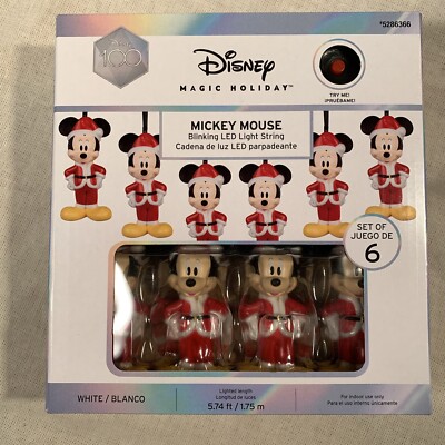 Disney Magic Holiday Christmas Mickey Mouse Blinking LED 6 Light String