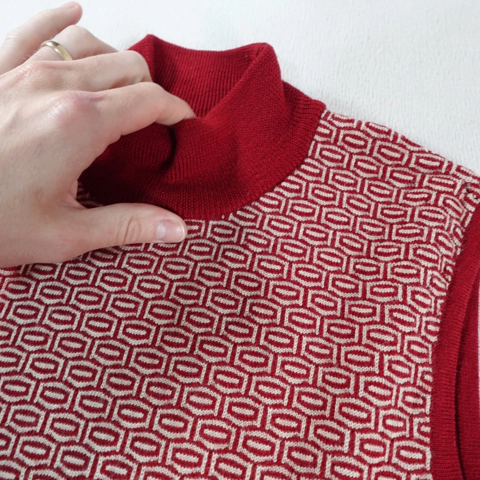 Jones New York Vest Womens Large Red Striped Pullover Merino Preppy Academia - Image 4 of 4