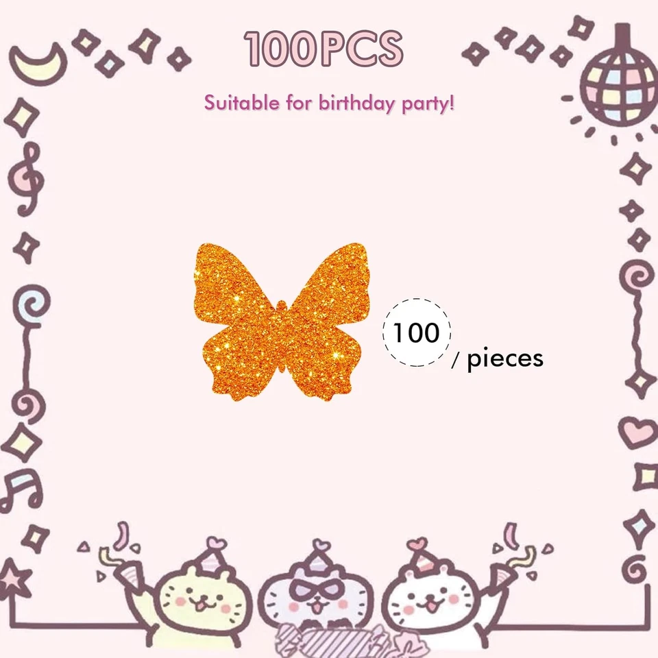 Juego de 100 confeti mariposa, dispersión de papel mariposa brillo naranja, mariposa Foto 3 de 4