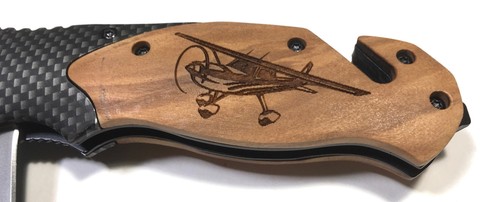 Coltello da taschino pieghevole fatto a mano aereo Cessna inciso 8" lama design personalizzato - Foto 9 di 9