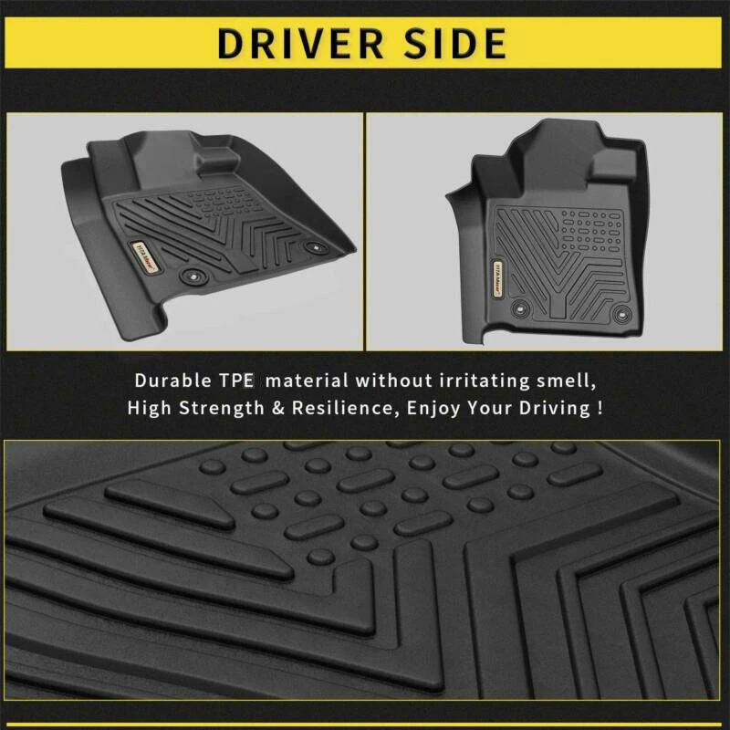 3D Molded Floor Mats TPE Liners for 2014-2021 Toyota Tundra CrewMax & Double Cab Foto 2 de 4