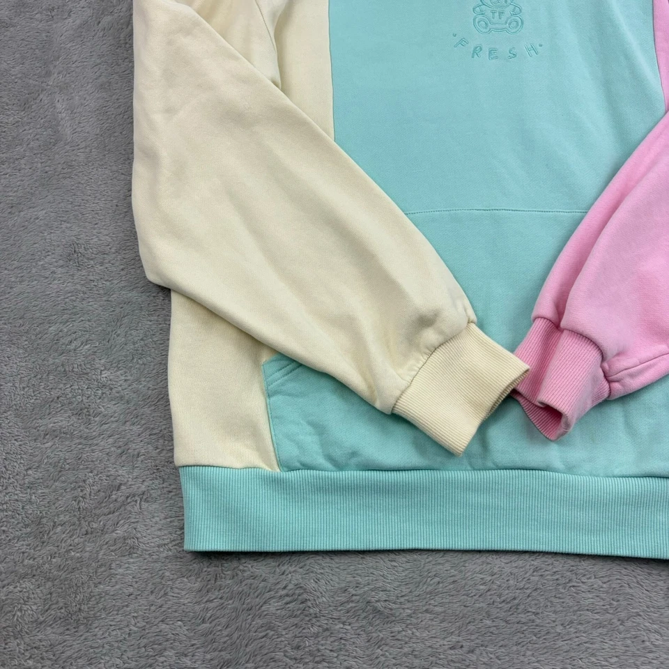 Sudadera con Capucha Teddy Fresh Para Hombres M Pastel Brillante Color Bloque Logo Años 90 Foto 4 de 4