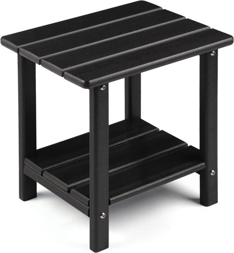 Adirondack Outdoor Side Table, 2-Tier Sturdy Patio End Table Weather Resistant,