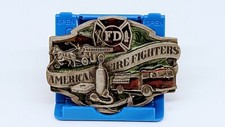 American Firefighters Department Enamel Siskiyou Belt Buckle USA 1988 Vintage