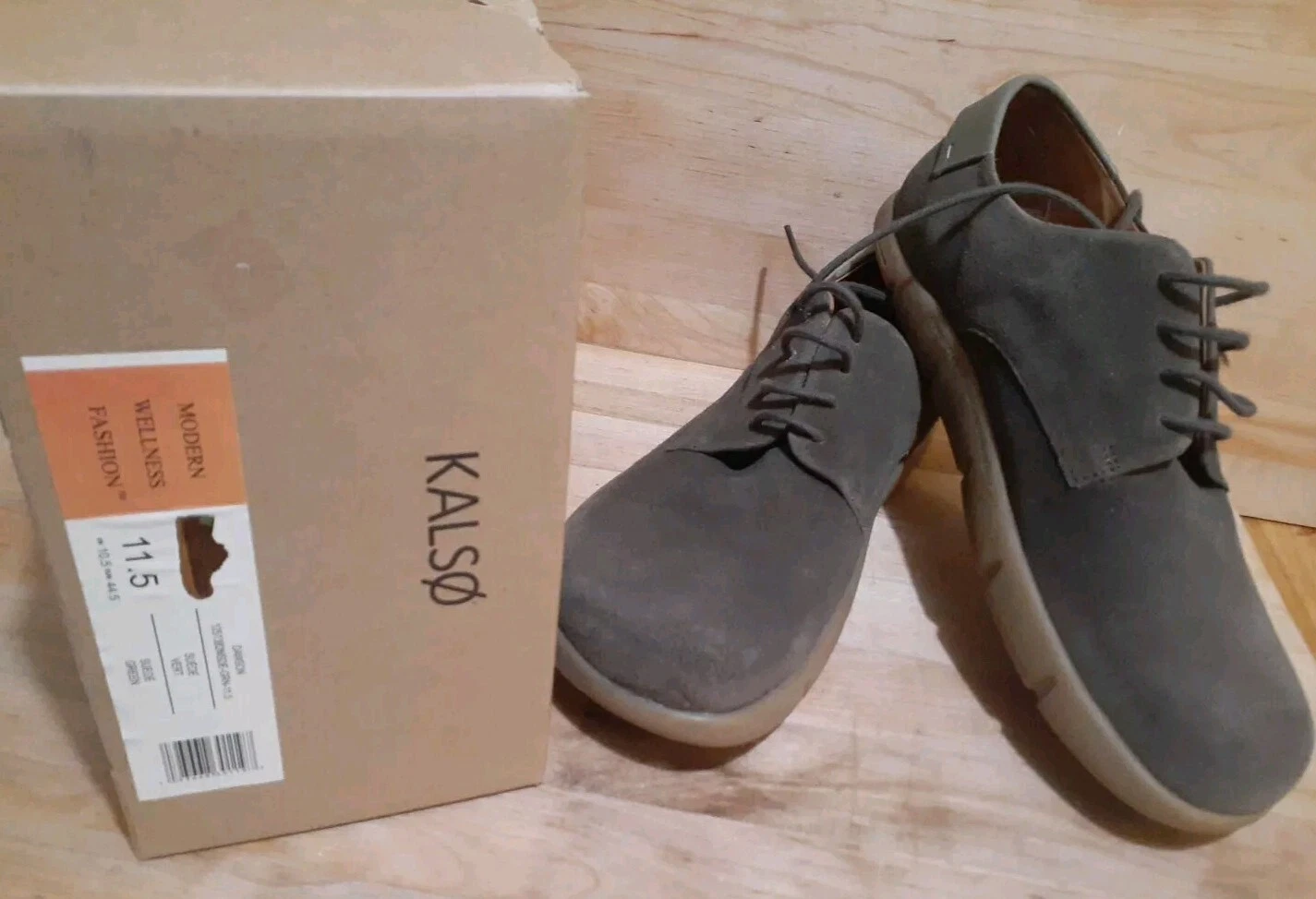 KALSO: "DAWSON" Men's Earth Shoes Suede Green Negative Heel Size 10 NEW! W/BOX