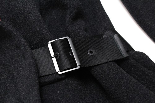 COP COPINE Youkari Coat Women's (EU) 36 Wool Dropped Waist Attached Belt Black - Picture 8 of 11