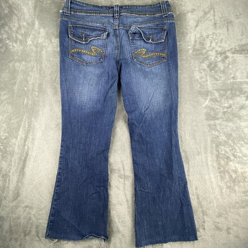 Vintage LEI Ashley Trouble Jeans Girls 15 (32x26) Blue Denim Flared Y2K Boho - Picture 2 of 17