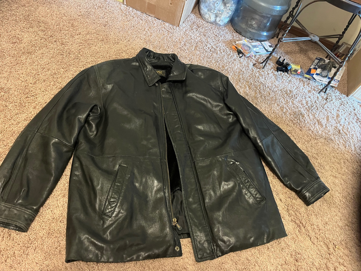 EXC SIZE XXL Marcello Figlia Genuine Leather Jacket Mens Black