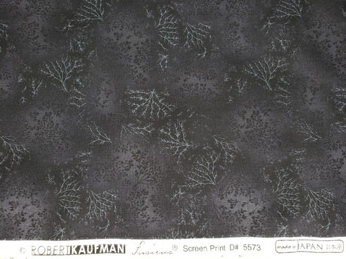 Robert Kaufman Fusions Fabric BTY Black Gray Floral Botanical Made In Japan