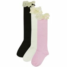 Wrapables Lace Ruffles and Bow Knee High Girl Socks (set of 3)