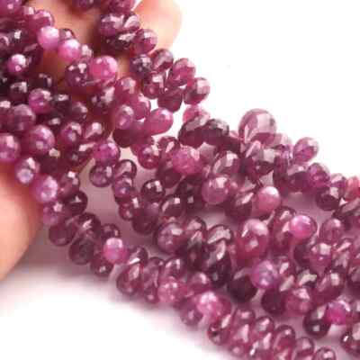 1 Strand Star Ruby Pear Drop Beads ,Faceted Beads Gemstone Pear Drop beads, Jewe