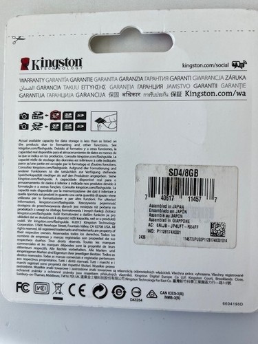 Kingston (4) Cartes mémoire SD4/8Go SD HC 8Go Classe 4 Pack de 4 - Photo 4 sur 4