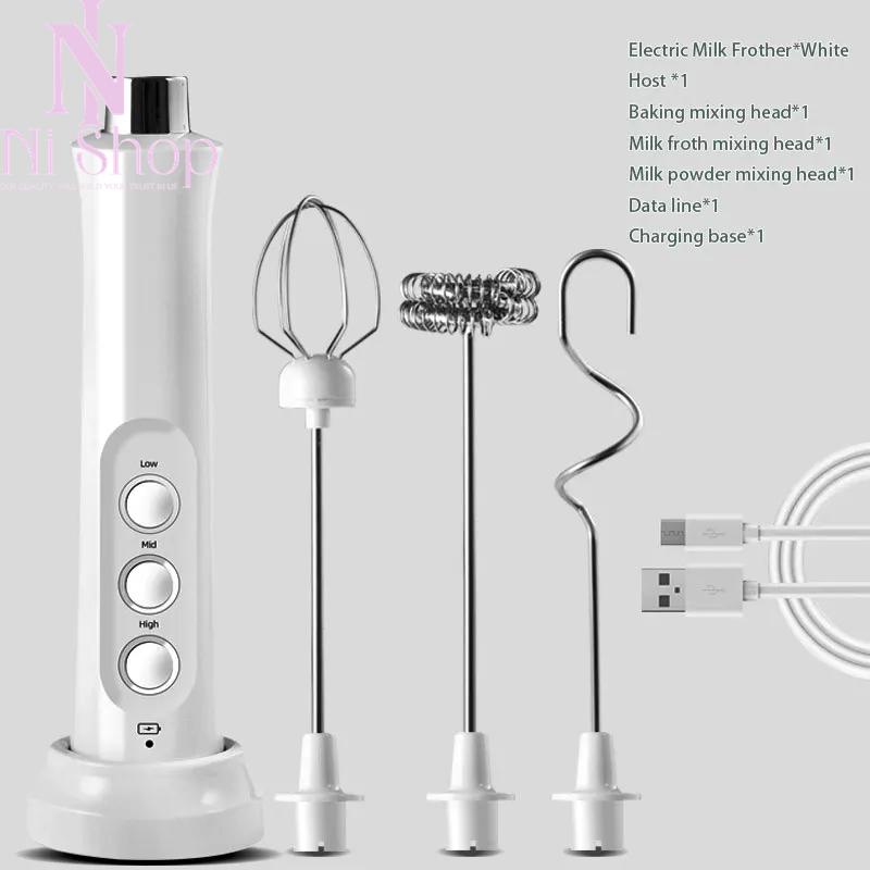 Milk Frother Electric Rechargeable 3 In 1 Milk Foam Maker Drink Coffee Mixer-image