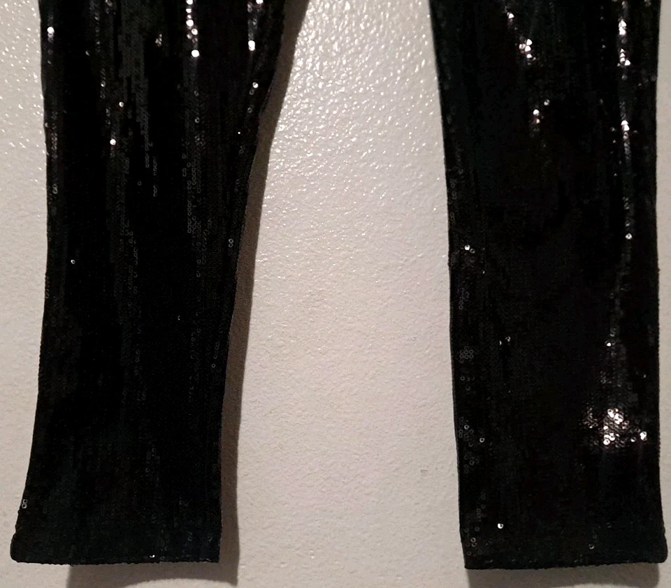 Pantalones elásticos de lentejuelas Roaman's cintura elástica talla 18/20 negros brillantes Foto 4 de 4