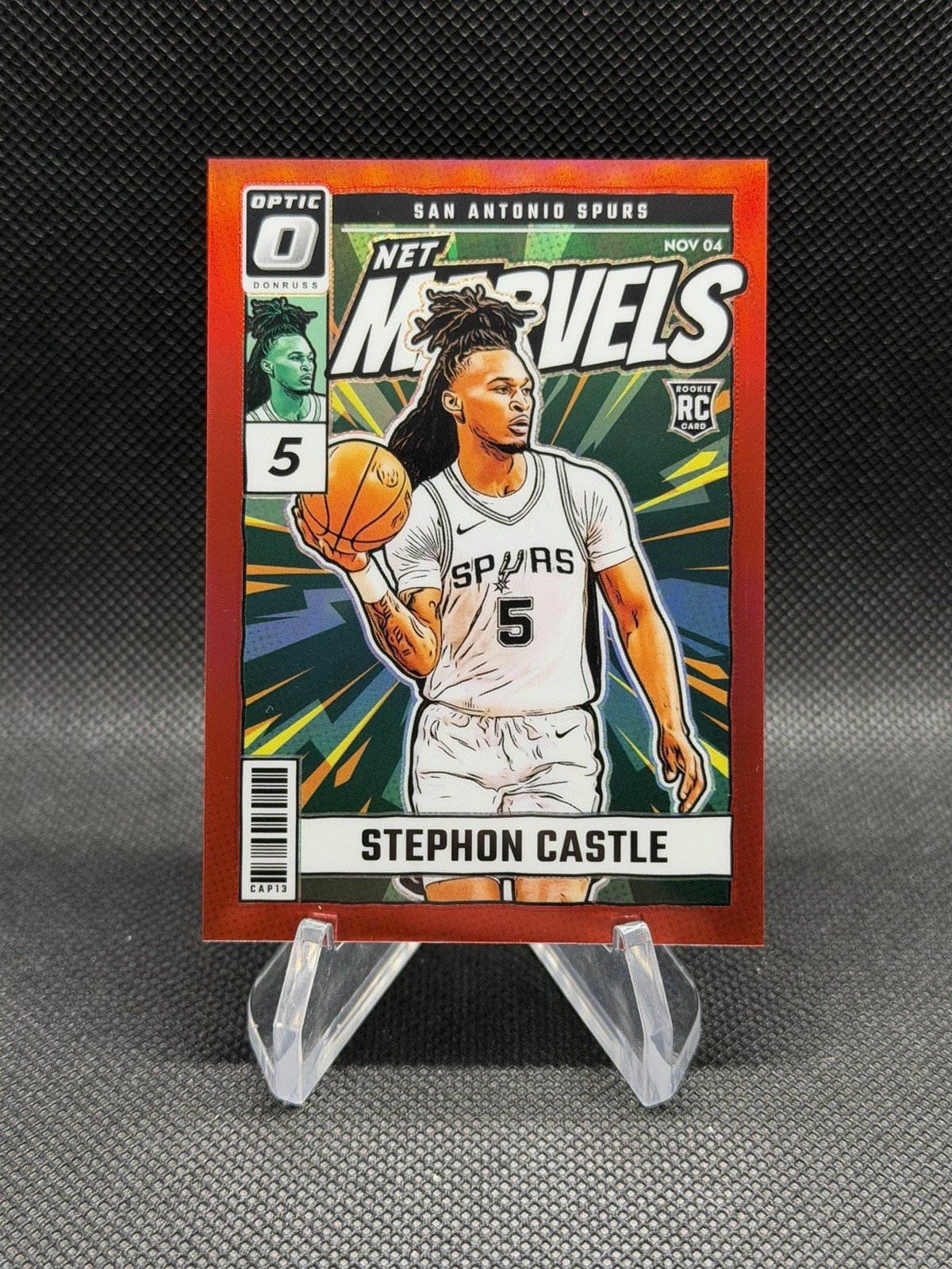 2024-25 Panini Donruss Optic Stephon Castle #12 Red Prizm Net Marvels RC /99