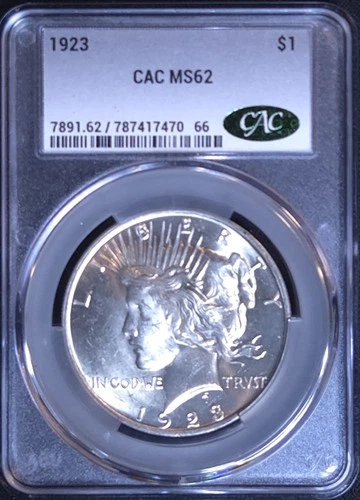 1923-P US Peace Dollar MS62 (CAC) Mint State Uncirculated Silver