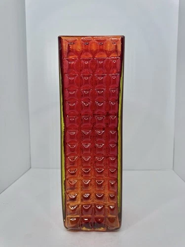 HTF Vintage MCM Blenko Glass 6117 Vase In Tangerine W/label Wayne Husted