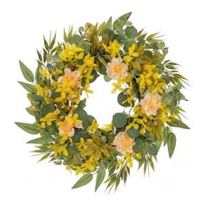s for Front Door Decor, 22" Artificial Eucalyptus Leaves Yellow Wreath