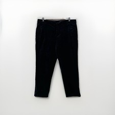 Fatface Trousers Womes Size UK 14R Black Velvet Ankle Zip Crop Event Formal